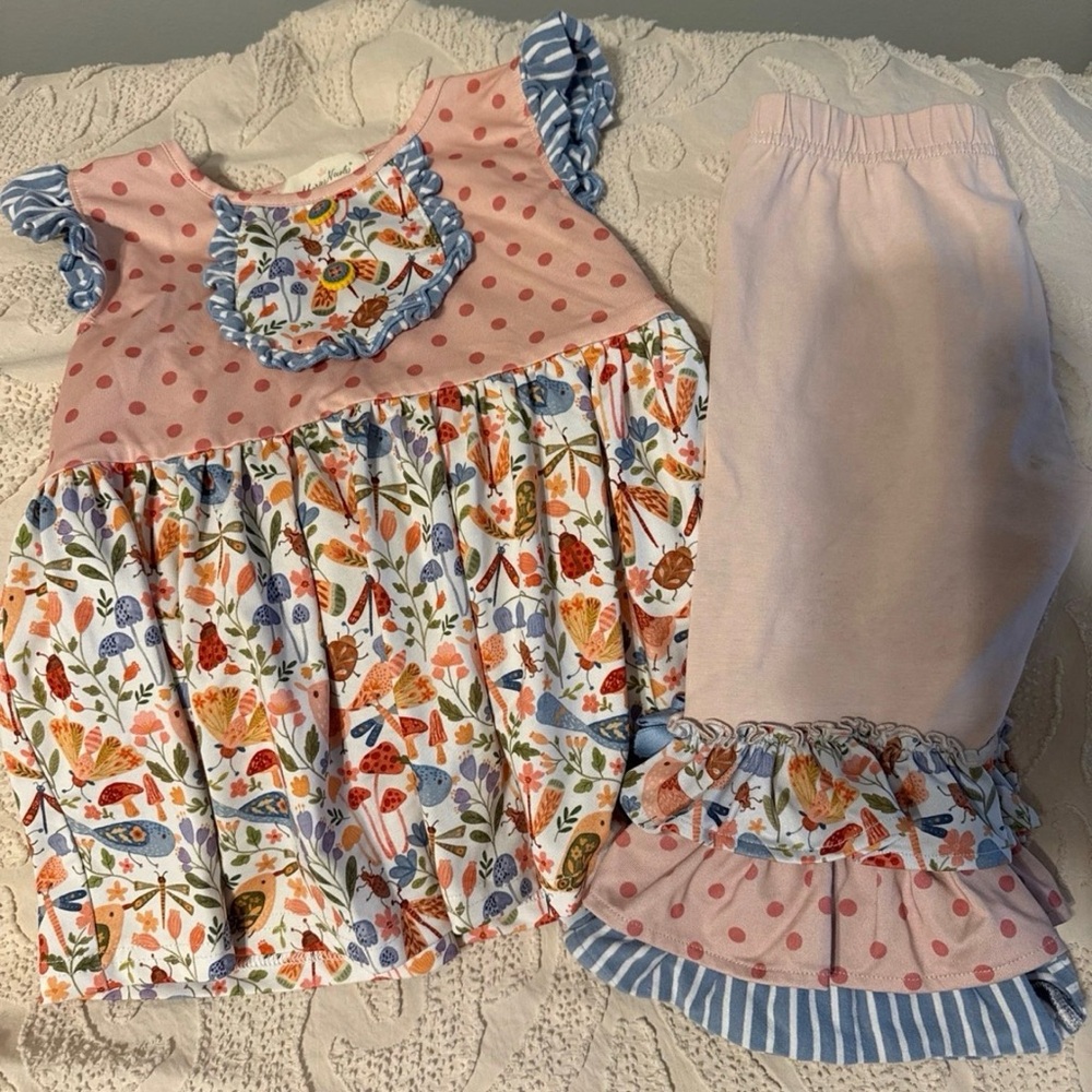Floral and Polka Dot Kids Matching Set